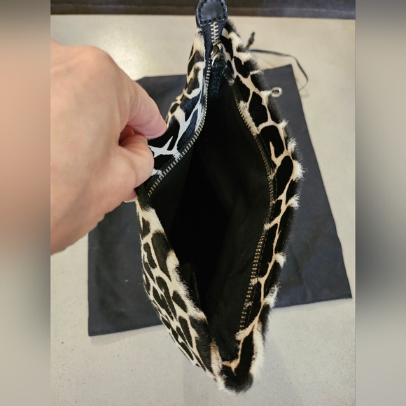 Club Monaco Pony Hair zip pouch folded clutch, dust bag included w/ hanging loop - Picture 3 of 6